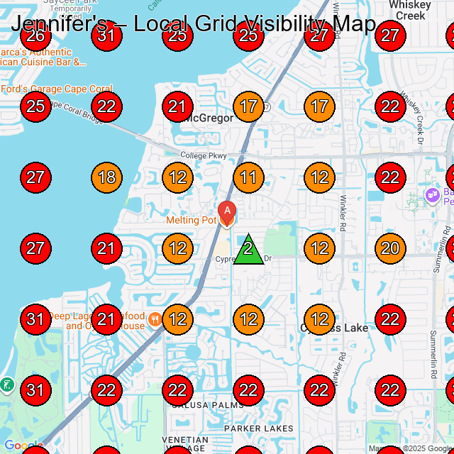 Jennifer's GeoGrid visibility map for Women'S Clothing Store in Fort Myers